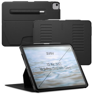 Zugu Case iPad Air �P�[�X 13�C���` (M3 2025 & M2 2024) / Pro 12.9 (��3���� / ��4����), �ɔ� �����Ռ��ی� 10�i�K�X�^���h�@�\ Apple �y���z���_�[ ���C�����X�[�d �I�[�g�X���[�v �X�}�[�g�J�o�[ (�u���b