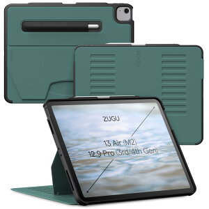 Zugu Case iPad Air �P�[�X 13�C���` (M3 2025 & M2 2024) / Pro 12.9 (��3���� / ��4����), �ɔ� �����Ռ��ی� 10�i�K�X�^���h�@�\ Apple �y���z���_�[ ���C�����X�[�d �I�[�g�X���[�v �X�}�[�g�J�o�[ (�p�C��