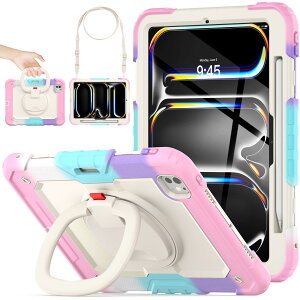 SEYMAC stock 2025�N/2024�N iPad Pro 11�C���`(M5/M4)�����O�n���h���ϏՌ��P�[�X �ی�t�B�����t���O�ʃJ�o�[ �y�����[ 360°��]�����O�n���h���X�^���h �V�����_�[�X�g���b�v iPad Pro 11 ��5�����p