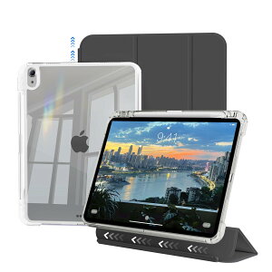 JKSML iPad Air 11�C���` �P�[�X M3/M2 (2025/2024) / iPad Air ��5���� (2022) / ��4���� (2020) �P�[�X 10.9�C���` ���O���\�ȓ��� �y�����[ �ϏՌ� �O�܂� ����PU ���U�[ ���^�y�� �ǂ���G�� (�u���b�N)