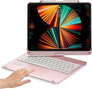 NUWONAYA 360°��] �L�[�{�[�h�P�[�X�p�� iPad Air 13�C���`(M3/M2)/Pro13 (M4) /Pro12.9 (��6/5/4/3����), ��/�c�u���X�}�[�g ��̎� �^�b�`�p�b�h�t�� 7�F�o�b�N���C�g�L�[�{�[�h Pencil���[�d�\ �l�C�C��