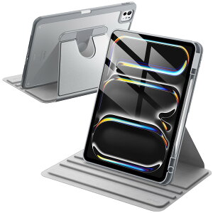 JETech ��]�P�[�X iPad Pro 13�C���` M5/M4(2025/2024)�p Pencil�z���_�[�t�� 360°��]�ی� �X�^���h�J�o�[ �N���A�o�b�N �I�[�g�E�F�C�N/�X���[�v (�V���o�[)