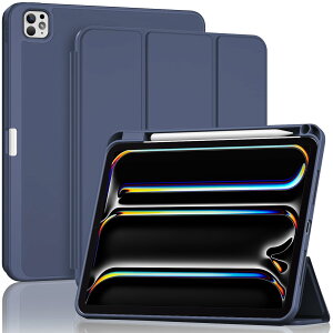 ProCase iPad Pro 11�C���` �P�[�X M5 /M4 2025/2024�N���� ��6/5���� �Ή� Apple Pencil�z���_�[�t�� �g���t�H�[���h�X�^���h �\�t�gTPU�J�o�[ -�l�C�r�[
