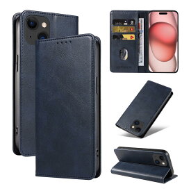 QUEASON【iPhone 15 用 ケース 手帳型】マグネット式 あいほん15 用 ケース スタンド機能 あいふおん15 用 スマホケース カード収納 アイフォン15 用 スマホケース 耐衝撃 落下防止 防塵（ブルー）
