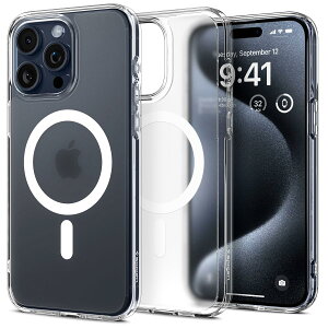 Spigen �y�n��18�N�̋Z�p�́z iPhone 15 Pro �P�[�X MagSafe ������ �N���A �ϏՌ� �ČRMIL�K�i�擾 �X�g���b�v�z�[�� ���ϗ}���X�g���b�v�z�[�� 2�d�\�� �����Y�ی� �C�菝�h�~ MagSafe ���C�����X�[�d