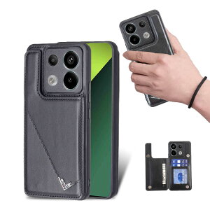 for Xiaomi Redmi Note 13 Pro 5G / Poco X6 5G �P�[�X �X�^���h�@�\ �P�[�X IC�J�[�h���[ �J�[�h �w�ʃJ�[�h���[ ���ƉE�̓d�b�P�[�X�𔽓]�A�V���v���ȃ��g���ȃt�@�b�V�����A�h���Ɩh���d�b�z���_�[