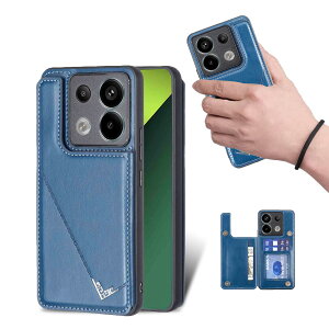 for Xiaomi Redmi Note 13 Pro 5G / Poco X6 5G �P�[�X �X�^���h�@�\ �P�[�X IC�J�[�h���[ �J�[�h �w�ʃJ�[�h���[ ���ƉE�̓d�b�P�[�X�𔽓]�A�V���v���ȃ��g���ȃt�@�b�V�����A�h���Ɩh���d�b�z���_�[