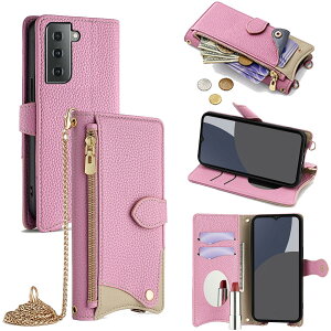 For Galaxy S21 �P�[�X �蒠�^ �V�����_�[ For �M�����N�V�[ S21 SC-51B/SCG09 �J�o�[ ���z�^ ���|�� ��+�c 2�|���� �΂߂��� ���ϋ��t�� ������� �W�b�p�[���K���� �J�[�h���[ ���u�� �����O�X�g���b