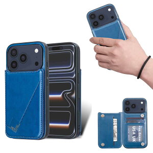 for iPhone 17 Pro �P�[�X �X�^���h�@�\ IC�J�[�h���[ �J�[�h���[ �V���v���ȃ��g���ȃt�@�b�V�����A�h���Ɩh���A���@�\���z���[ (�u���[)