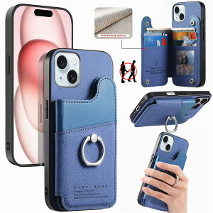 iPhone15 �P�[�X �蒠�^ ��phone15 �P�[�X �w�ʃJ�[�h���[ �X�}�z�P�[�X iPhone 15 ���z�^ �A�C�t�H��15 �P�[�X �����O�t�� �����ق�15 �X�}�z�J�o�[ iphone 15 �X�^���h�@�\ RFID�u���b�L���O �A�C�z��15