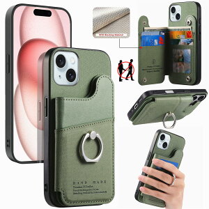 iPhone15 �P�[�X �蒠�^ ��phone15 �P�[�X �w�ʃJ�[�h���[ �X�}�z�P�[�X iPhone 15 ���z�^ �A�C�t�H��15 �P�[�X �����O�t�� �����ق�15 �X�}�z�J�o�[ iphone 15 �X�^���h�@�\ RFID�u���b�L���O �A�C�z��15