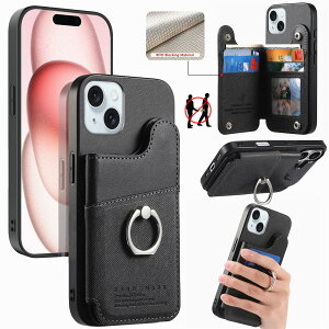 iPhone15 �P�[�X �蒠�^ ��phone15 �P�[�X �w�ʃJ�[�h���[ �X�}�z�P�[�X iPhone 15 ���z�^ �A�C�t�H��15 �P�[�X �����O�t�� �����ق�15 �X�}�z�J�o�[ iphone 15 �X�^���h�@�\ RFID�u���b�L���O �A�C�z��15