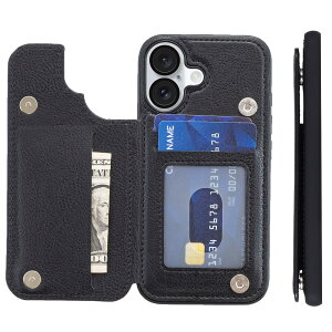 �yAnrek�zApple iPhone 16 PLUS 6.7 inch �p �P�[�X �蒠�^ ���z�^ �V�^ �h�� �� �Ռ��z�� �y�� �� ���@�\ �����ی� �蒠�^ �P�[�X�i�u���b�N�j�A�C�t�H��16�v���X (6.7�C���`) PU�v ���΋z�� �|�P�b �Ў�