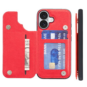 �yAnrek�zApple iPhone 16 PLUS 6.7 inch �p �P�[�X �蒠�^ ���z�^ �V�^ �h�� �� �Ռ��z�� �y�� �� ���@�\ �����ی� �蒠�^ �P�[�X�i���b�h�j�A�C�t�H��16�v���X (6.7�C���`) PU�v ���΋z�� �|�P�b �Ў葀