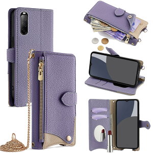 For Xperia 10 II �P�[�X �蒠�^ �V�����_�[ For �G�N�X�y���A10 ii SO-41A/SOV43 �J�o�[ ���z�^ ���|�� ��+�c 2�|���� �΂߂��� ���ϋ��t�� ������� �W�b�p�[���K���� �J�[�h���[ ���u�� �����O�X�g��