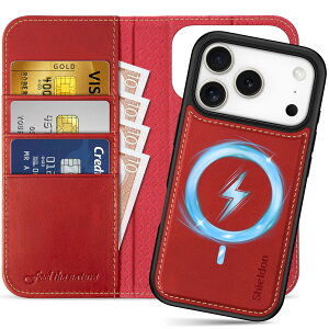 SHIELDON iPhone 17Pro �Ή� �蒠�^�P�[�X 2in1������ �{�v���U�[ 6.3�C���` 5G �J�[�h���[ [RFID�u���b�L���O] ���O�����R �J�o�[�P�̃��C�����X�[�d�� ���u���X�^���h�@�\ �X�g���b�v���t�� �Ռ�