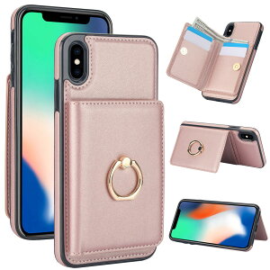 iPhone X/iPhone XS �P�[�X �蒠�^ iPhoneXS ���z�^ iPhone 10 �P�[�X �X�^���h�@�\ �w�ʃJ�[�h���[ iPhoneXS �J�o�[ �A�C�z��X�P�[�X �g�уP�[�X �A�C�t�H��10 �����O�t�� PU���U�[ iPhoneX�X�}�z�P�[�X ��Pho