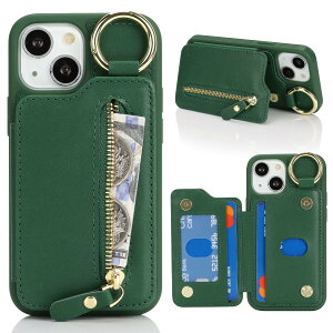 Havaya �Ή� iPhone 13 Mini �P�[�X iPhone 13Mini �P�[�X �J�[�h���[ �ČRMIL�K�i �����O�t�� �L�[�z���_�[ �L�[�����O �ϏՌ� �X�^���h�@�\ ���z �t�F�C�N���U�[-�O���[��