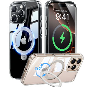 �y�����ʂ�㎿���E��_360°��]�zCASEKOO iPhone 16 Pro Max �p �P�[�X �N���A �ČRMIL�K�i �t�B�b�g�� MagSafe�Ή� �ő�25W�}���[�d�Ή� ���c���� �p�x���� �������� �ϏՌ� ���ϋv�� ���b�v�z�[���t