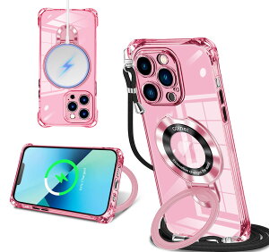iPhone 13 Pro �p �P�[�X �N���A MagSafe�Ή� �����O�t�� �l�b�N �V�����_�[ �A�C�t�H��13�v�� ��|���P�[�X ���� ���|�� �΂߂��� �؍� ���� ��|�� �J�o�[ �ی^�X�^���h�t�� �}�O�l�b�g���� �c