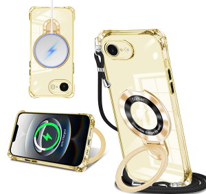 iPhone 16E/ iPhone SE4 �P�[�X �N���A MagSafe�Ή� �����O�t�� �l�b�N �V�����_�[ �A�C�t�H�� 16E/se4 ��|���P�[�X ���� ���|�� �΂߂��� �؍� ���� ��|�� �J�o�[ �ی^�X�^���h�t�� �}�O�l�b�g����