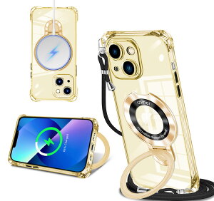 iPhone 13 mini �p �P�[�X �N���A MagSafe�Ή� �����O�t�� �l�b�N �V�����_�[ �A�C�t�H��13mini ��|���P�[�X ���� ���|�� �΂߂��� �؍� ���� ��|�� �J�o�[ �ی^�X�^���h�t�� �}�O�l�b�g���� �c