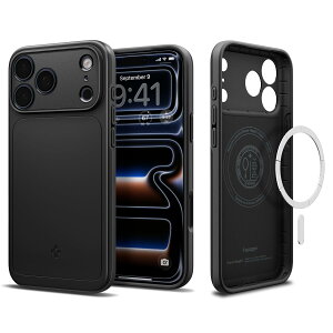 Spigen �y�n��18�N�̋Z�p�́z iPhone 17 Pro �P�[�X MagSafe�Ή� �}�O�l�b�g���� �ČRMIL�K�i �}�b�g ���^ �V���E�t�B�b�g�E�}�O�t�B�b�g (�u���b�N) ACS09934