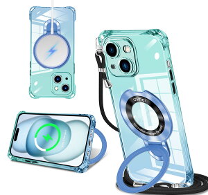 iPhone 15 Plus �p �P�[�X �N���A MagSafe�Ή� �����O�t�� �l�b�N �V�����_�[ �A�C�t�H��15plus ��|���P�[�X ���� ���|�� �΂߂��� �؍� ���� ��|�� �J�o�[ �ی^�X�^���h�t�� �}�O�l�b�g���� �c
