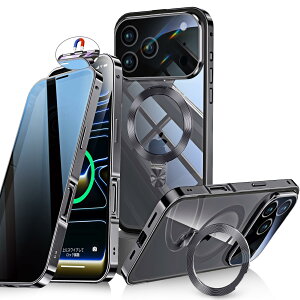 Bluoocase�y�����X���C�h���b�N�I3in1�X�^���h�E�`�����h�~�ziPhone 17 Pro Max �p �P�[�X �S�ʕی� Magsafe�Ή��ECD�����O �c������ �A�C�t�H��17�v���}�b�N�X �J�o�[ 9H�����K���X ���� ��̌^�����Y