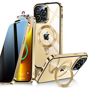 Bluoocase�y�����X���C�h���b�N�I3in1�X�^���h�E�`�����h�~�ziPhone 13 Pro Max �p �P�[�X �S�ʕی� Magsafe�Ή��ECD�����O �c������ �A�C�t�H��13�v���}�b�N�X �J�o�[ 9H�����K���X ���� ��̌^�����Y