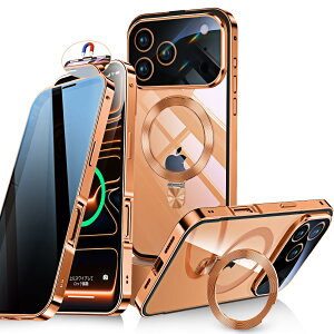 Bluoocase�y�����X���C�h���b�N�I3in1�X�^���h�E�`�����h�~�ziPhone 17 Pro Max �p �P�[�X �S�ʕی� Magsafe�Ή��ECD�����O �c������ �A�C�t�H��17�v���}�b�N�X �J�o�[ 9H�����K���X ���� ��̌^�����Y