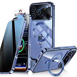 Bluoocase�y�����X���C�h���b�N�I3in1�X�^���h�E�`�����h�~�ziPhone 17 Pro Max �p �P�[�X �S�ʕی� Magsafe�Ή��ECD�����O �c������ �A�C�t�H��17�v���}�b�N�X �J�o�[ 9H�����K���X ���� ��̌^�����Y