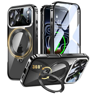 iPhone 17 Pro �p ���� MagSafe�Ή� �P�[�X �A�C�t�H��17�v�� �t���J�o�[ �y90°�m���Ɏ��� × 360°��]�z �[���}�C���X�^���h �c�����p�x Uovon �X�}�z�P�[�X �A�C�z��17�v�� �S�ʕی� �J�o�[ �K���X CD