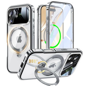 iPhone 17 �p ���� MagSafe�Ή� �P�[�X �A�C�t�H��17 �t���J�o�[ �y90°�m���Ɏ��� × 360°��]�z �[���}�C���X�^���h �c�����p�x Uovon �X�}�z�P�[�X �A�C�z��17 �S�ʕی� �J�o�[ �K���X CD�䃊���O�X