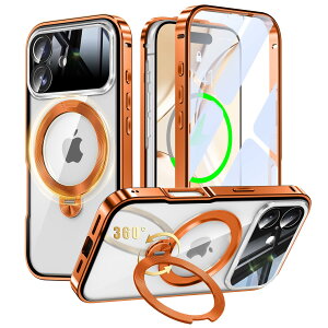 iPhone 17 �p ���� MagSafe�Ή� �P�[�X �A�C�t�H��17 �t���J�o�[ �y90°�m���Ɏ��� × 360°��]�z �[���}�C���X�^���h �c�����p�x Uovon �X�}�z�P�[�X �A�C�z��17 �S�ʕی� �J�o�[ �K���X CD�䃊���O�X