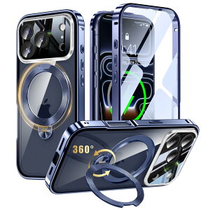 iPhone 17 Pro �p ���� MagSafe�Ή� �P�[�X �A�C�t�H��17�v�� �t���J�o�[ �y90°�m���Ɏ��� × 360°��]�z �[���}�C���X�^���h �c�����p�x Uovon �X�}�z�P�[�X �A�C�z��17�v�� �S�ʕی� �J�o�[ �K���X CD