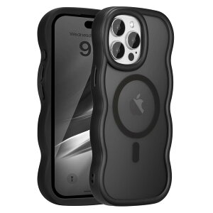 UEEBAI �Ή� iPhone 13 Pro Max �p�� �P�[�X ���� TPU �E�F�[�u�f�U�C�� �X�}�z�P�[�X �N���A ���� �l�C ������� �P�[�X MagSafe�Ή� ���^ �y�� �ϏՌ� �g�^ �o���p�[ �X�}�z�P�[�X - �u���b�N