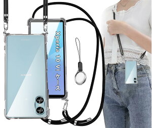 OJBSEN SONY Xperia 10 VI �P�[�X SO-52E/SOG14/A402SO/XQ-ES44 �J�o�[ [�X�g���b�v2���t��] ���߉\�� �G�N�X�y���A10VI �P�[�X �V�����_�[ ������ ��|�� �R�t�� �X�g���b�v�z�[���t�� ���^ ���� �V���R�� T