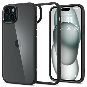Spigen �y�n��18�N�̋Z�p�́z iPhone 15 Plus �P�[�X �N���A �X�g���b�v�z�[�� �ČRMIL�K�i �E���g���E�n�C�u���b�h ACS06657 (�}�b�g�E�u���b�N)
