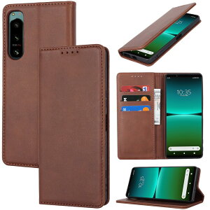 �Ή� Xperia 5 iv �P�[�X �蒠�^ �X�}�z�P�[�X �G�N�X�؃��A5 iv so-54c sog09 �J�o�[ �蒠�^ �J�[�h�X���b�g�A�L�b�N�X�^���h ���U�[(�_�[�N�u���E��)