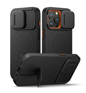 SURITCH ���C�P�[�XiPhone 15 pro�ƌ݊��� �ƃJ�����ی�J�o�[�ƒ����\�ȃX�^���h ���h�~�ϏՌ��ی�J�o�[iPhone 15 pro�p (�u���b�N)