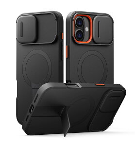 SURITCH ���C�P�[�XiPhone 16 plus�ƌ݊��� �ƃJ�����ی�J�o�[�ƒ����\�ȃX�^���h ���h�~�ϏՌ��ی�J�o�[iPhone 16 plus�p (�u���b�N)