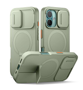 SURITCH ���C�P�[�XiPhone 16�ƌ݊��� �ƃJ�����ی�J�o�[�ƒ����\�ȃX�^���h ���h�~�ϏՌ��ی�J�o�[iPhone 16�p (�O���[��)