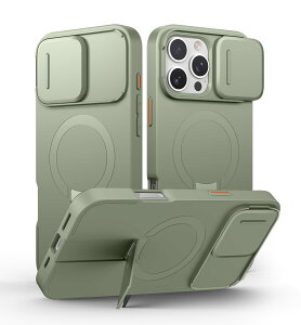 SURITCH ���C�P�[�XiPhone 16 pro max�ƌ݊��� �ƃJ�����ی�J�o�[�ƒ����\�ȃX�^���h ���h�~�ϏՌ��ی�J�o�[iPhone 16 pro max�p (�O���[��)