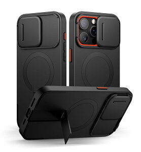 SURITCH ���C�P�[�XiPhone 15 pro max�ƌ݊��� �ƃJ�����ی�J�o�[�ƒ����\�ȃX�^���h ���h�~�ϏՌ��ی�J�o�[iPhone 15 pro max�p (�u���b�N)