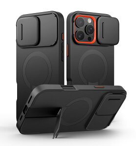 SURITCH ���C�P�[�XiPhone 16 pro max�ƌ݊��� �ƃJ�����ی�J�o�[�ƒ����\�ȃX�^���h ���h�~�ϏՌ��ی�J�o�[iPhone 16 pro max�p (�u���b�N)