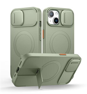 SURITCH ���C�P�[�XiPhone 13/14�ƌ݊��� �ƃJ�����ی�J�o�[�ƒ����\�ȃX�^���h ���h�~�ϏՌ��ی�J�o�[iPhone 13/14�p (�O���[��)