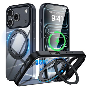 iPhone 17 Pro Max �p �P�[�X MagSafe�Ή� �É�360�x��]�X�^���h �c�����Ή� ���G��o���p�[ �����o�b�N OURJOY �X�}�z�P�[�X �A�C�t�H��17 �v���}�b�N�X �N���A �����O�t�� �J�o�[ �ČR�K�i �ϏՌ�