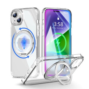 MINIKA ��Phone14Plus �P�[�X Magsafe �Ή� 360�x��] �X�^���h�t�� ���@�\ �X�}�z�P�[�X iPhone 14 Plus �p �P�[�X �N���A �ČRMIL�K�i �ϏՌ� �w��h�~ ���ϖh�~ �}�O�Z�[�t �����O �}�O�l�b�g���� ���C