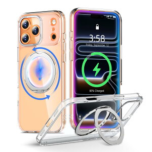 MINIKA ��Phone17Pro �P�[�X Magsafe �Ή� 360�x��] �X�^���h�t�� ���@�\ �X�}�z�P�[�X iPhone 17 Pro �p �P�[�X �N���A �ČRMIL�K�i �ϏՌ� ���ϖh�~ �w��h�~ �}�O�Z�[�t �����O �}�O�l�b�g���� ���C��